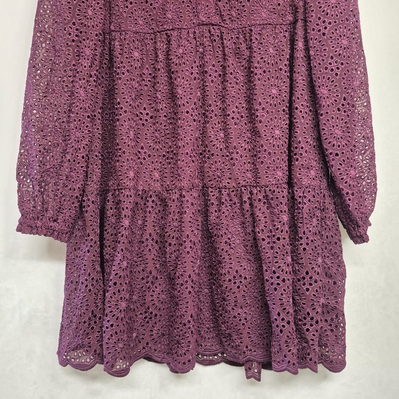 Lilly Pulitzer Womens XS Dress Winona Eyelet Long Sleeve Cherry Ganache Tiered - Picture 4 of 10